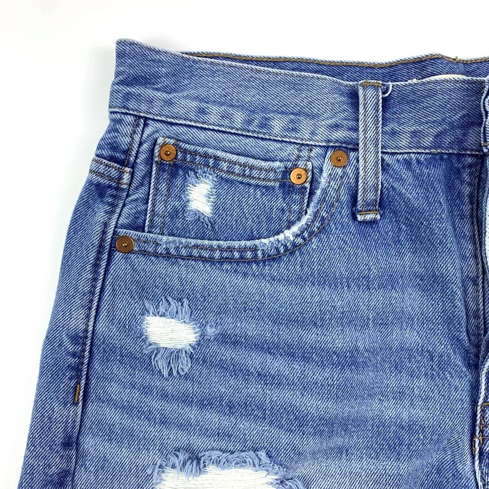 Madewell Womens Sz 24 Relaxed Denim Shorts‎ Homecrest Wash Ripped Edition Button